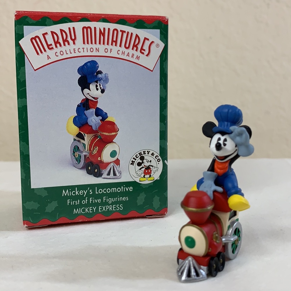 NIB Disney Mickey Mouse on a Train Engine Hallmark Keepsake Ornament